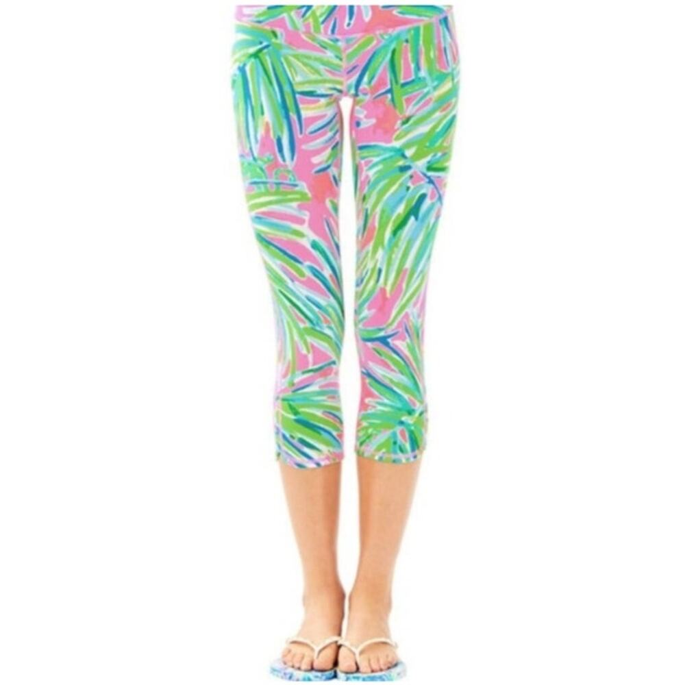 Lilly Pulitzer Luxletic Weekender Cropped Leggings Tiki Pink Royal Size Medium